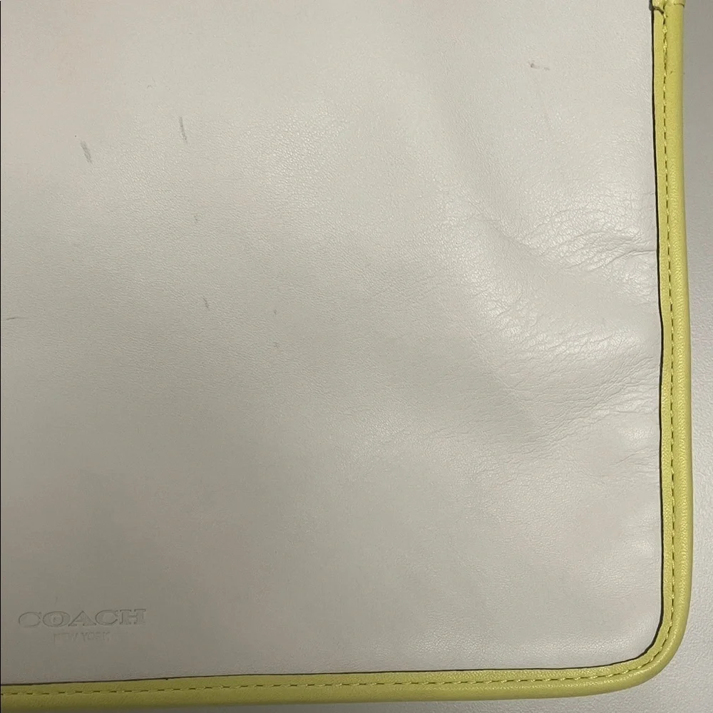 Coach White and Yellow Clutch / IPad bag